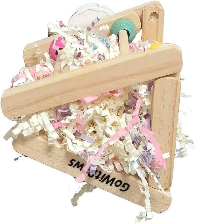 Wooden Bird Ladder Toy, 12 Inch Foldable Hardwood Parrot Climbing Bridge with Colorful Beads, 2 Pack Tri-Section Cage Accessories for Cockatiels, Conures, Lovebirds, 4 Inch Wide