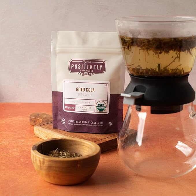 Organic Positively Botanicals Company, Gotu Kola, Herbal Tea Loose Leaf Botanical, 4 Ounce