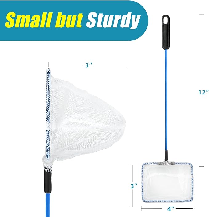 AQUANEAT Aquarium Fish Net, Small Fish Tank Cleaning Net, Food Wastes Skimmer for Small Ponds and Pools