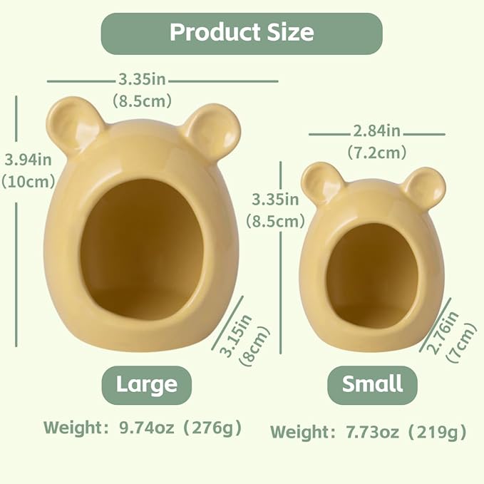 Ceramic Hamster Hideout Cute Guinea Pig House Summer Cool Bed for Ferrets Hedgehog Sugar Glider Cage Accessories (Pink)