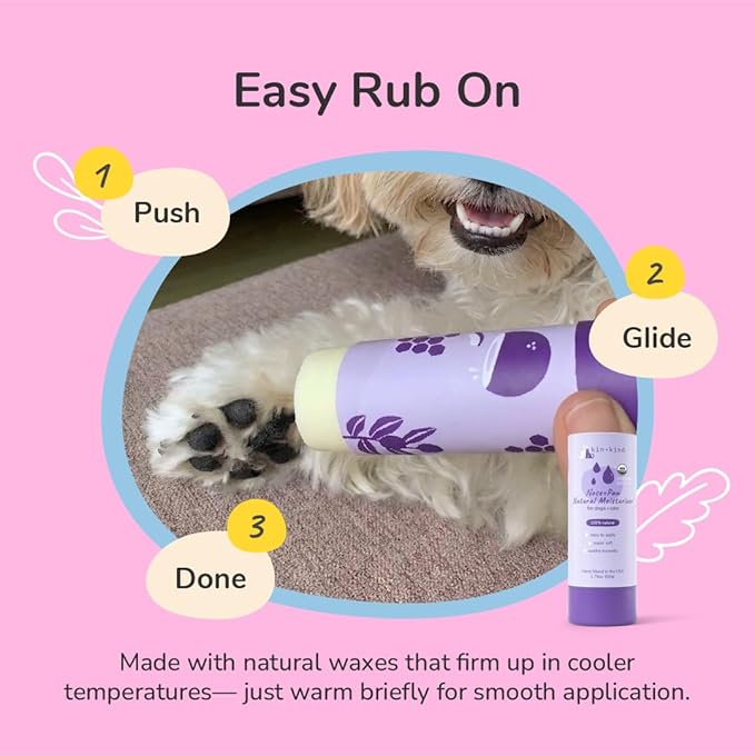 kin+kind Nose & Paw Balm Stick for Dogs & Cats – USDA Certified Organic – Natural Moisturizer for Dry Cracked Paws & Nose – Coconut Oil & Shea Butter – Lick-Safe – 1.76 oz