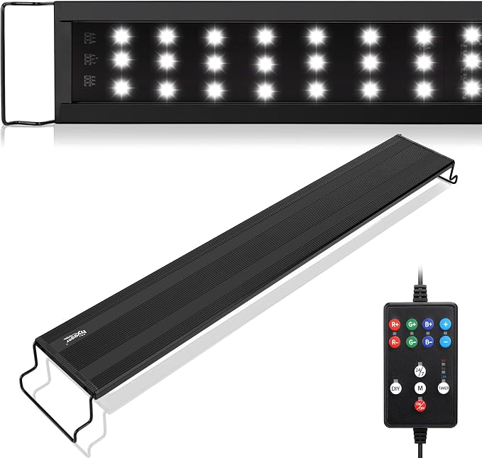 hygger LED Aquarium Light, 26W Full Spectrum Fish Tank Light with Multi-Color Timer DIY Mode 24/7 Natural Mode, Adjustable Brightness, Aquarium Plant Light with Extendable Brackets for 32~37IN Tank