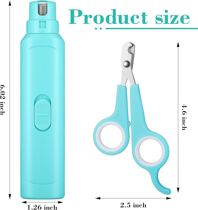 Lasnten 2 Pcs Bird Nail Grinder with Clipper Bird Nail Trimmer File Pet Grooming Tool for Parrot Budgerigars Parakeets Myna Conure Finches Lovebirds (Cyan Blue)
