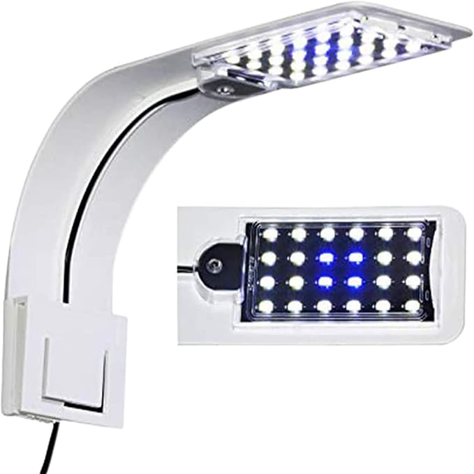 10W Super Slim Aquarium Fish Tank 5730 LED Light Clip-on Lamp Aquatic Plant Lighting (White Body White+Blue Light)