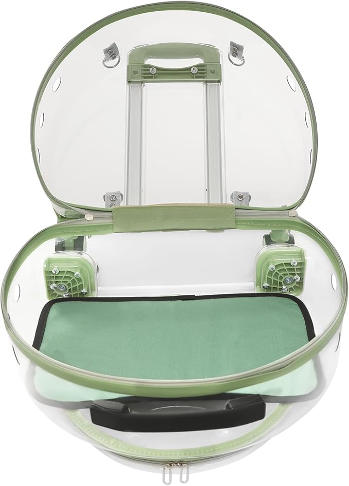Cat Backpack Carrier, Transparent & Breathable Cat Carrier with Wheels, Large Space Bubble Pet Backpack for Kitty Dog Bunny Up to 20lbs, Multiple Carrying Options, Perfect for Traveling/Taking a Walk