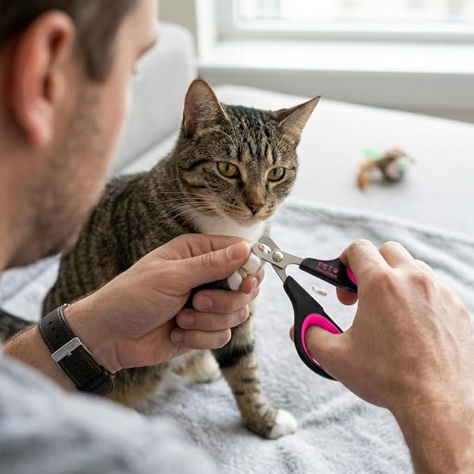 Cat Nail Clippers by Pet Republique – Professional Stainless-Steel Nail Clipper for Cats, Kittens, Hamster, Rabbits, Birds, & Small Breed Animals Claw Trimmer (Black+Pink)