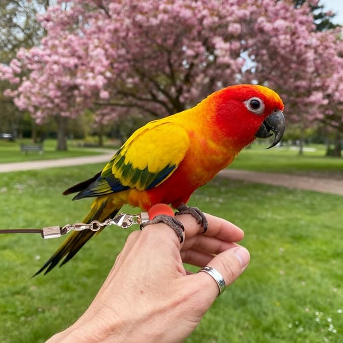 Parrot Flight Leash, Bite-Resistant Latex Elastic Leash, Adjustable Training Bird Harness for Budgies, Cockatiels, Cockatoos and Macaws. (Size 6 Silicone Anklet, 2)