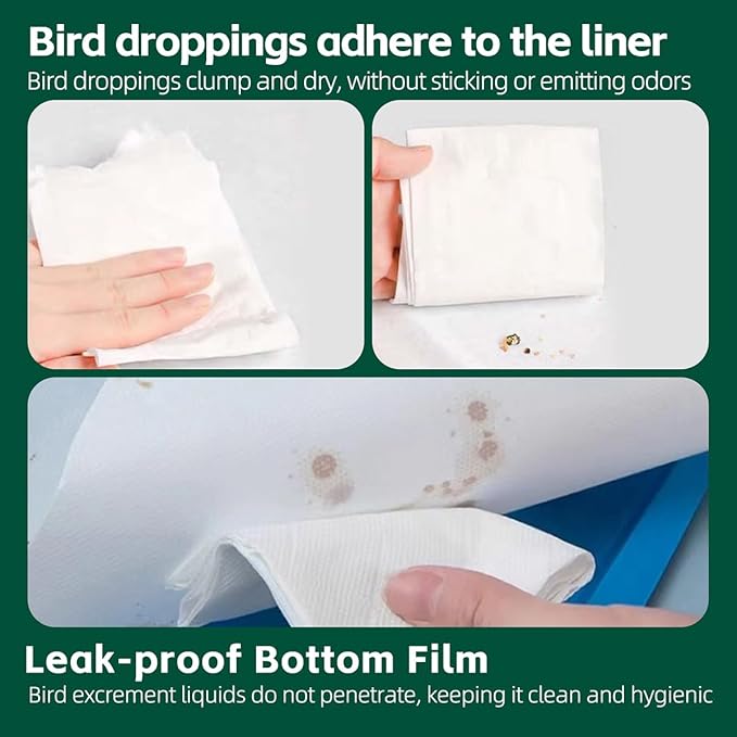 MANON ROSA Bird Cage Liner Papers,100pcs Disposable Non-Woven Parrort Cage Liner, Precut Absorbent Leakproof Bird Carrier Cleaning Birdcage Accessories (Rectangular (22''L×12.6''W))
