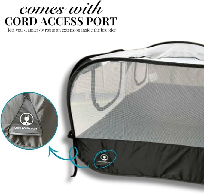 Small Animal Playpen Chicken Brooder with Cord Access Port, Portable Pop Up Pet Playpen with Detachable Base, for Indoor & Outdoor Use, Foldable Playpen, Comes with Silicon Pet Bowl