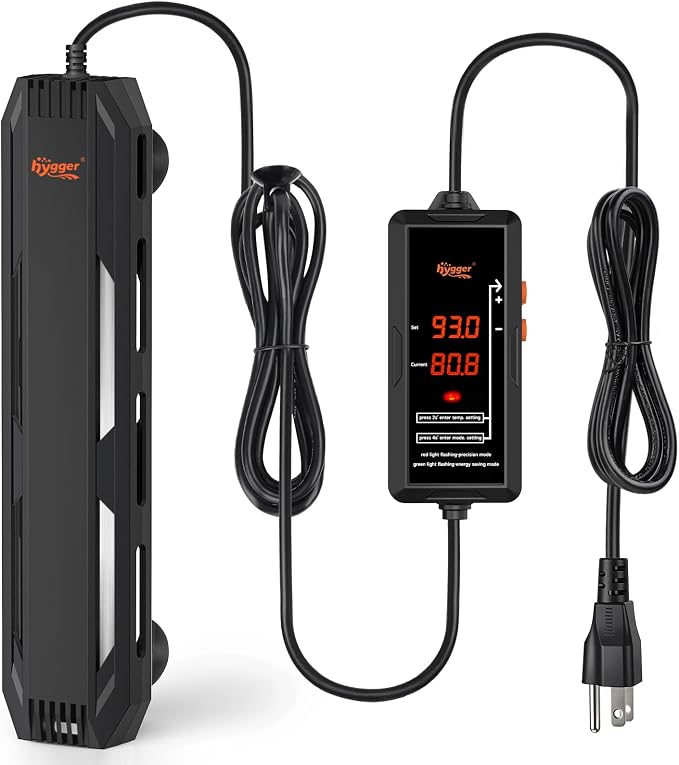 hygger 300W Aquarium Submersible Heater with Controller for 40–70 Gal Tank | Digital Control, Overheat Protection, Dry-run Protection, Alarm Alerts, Freshwater & Saltwater Fish Tanks