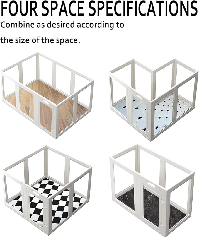 Acrylic Dog Playpen Indoor, 10 Panels 30 Inch Clear Dog Play Pen with Door, Sturdy Clear Acrylic Puppy Playpen for Small and Medium Dogs