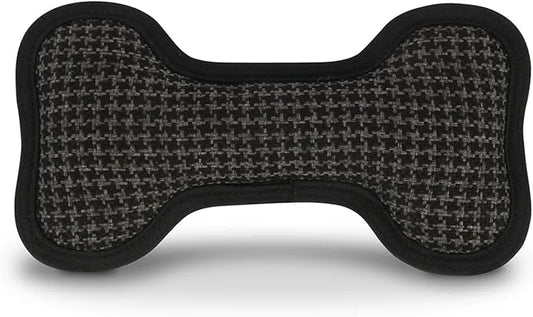 P.L.A.Y. Stuffed Dog Toys, ECO Bones - Extra Durable Squeaker Chew Toy, Great for Teething Puppies & Small, Medium, Large Dog Breeds - Machine Washable, Recycled Materials (Grey Houndstooth, Small)