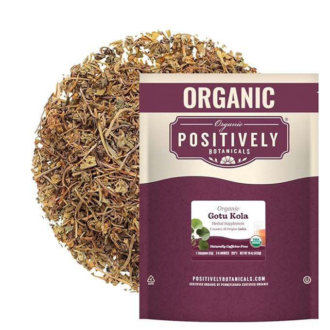 Organic Positively Botanicals Company, Gotu Kola, Herbal Tea Loose Leaf Botanical, 16 Ounce