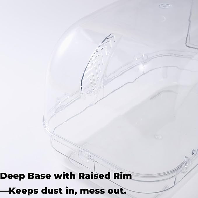 Large Chinchilla Dust Bath House, 11-Inch Clear Enclosed Bathing Hideout with Lift-Off Lid, Low-Mess Rim & Stable Non-Slip Base, Easy-Clean Design for Adult Chinchillas