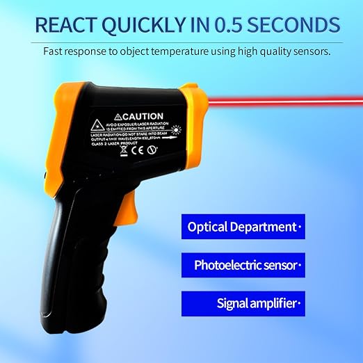 Digital Infrared Thermometer Gun for Cooking,BBQ,Pizza Oven,Ir Thermometer,-58℉~1112℉(-50℃~600℃) Handheld Non Contact Heat Laser Temperature Gun (Not for Human)