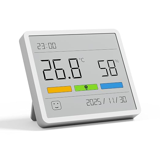 TH1 Digital Hygrometer Thermometer, Indoor Temperature Humidity Gauge with 3.67" Large LCD Screen, High Accuracy, Stickable/Standable, Long Battery Life for Home, Baby Room, Office & Greenhouse