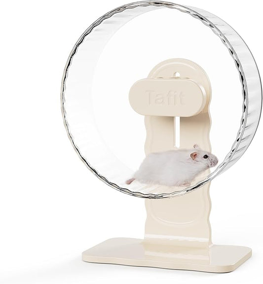 Quiet Hamster Wheel 8.7 Inch Dual-Bearings Silent Small Animals Running Exercise Wheel Height Adjustable for Syrian Hamsters, Gerbils, Rats, or Other Small Pets, Transparent