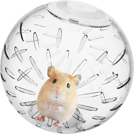 7.9 inch Hamster Ball, Exercise Toys, Running Clear Plastic Balls, Large Space, Easy to Clean, Portable Cage, for Small and Medium Hamsters, Syrian Dwarf Hamster, White