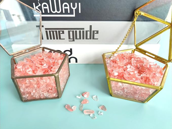 Natural Watermelon Crystal Chips Bulk 1 lb Small Tumbled Stones Crushed Crystal Pieces Decorative Stones for Vase Filler, Bottles, Crafts