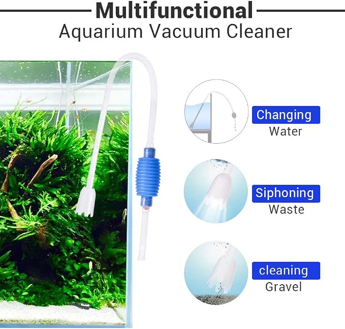 Yescom Aquarium Fish Tank Vacuum Sand Gravel Cleaner Siphon Long Nozzle | Water Changer Pump Filter