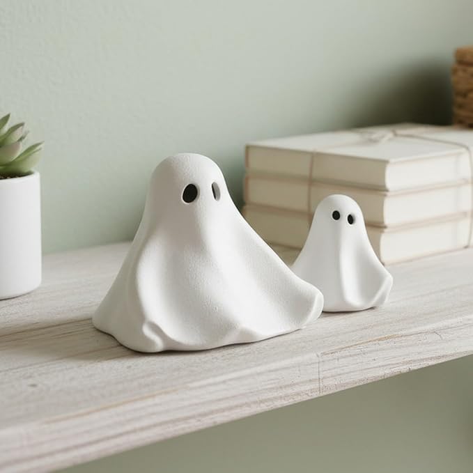 OwMell Ghost Statue Figurine, Halloween Fish Tank Decor Aquarium Decoratio | Ceramic, Non-Toxic, Ghost Small Fish Tank Ornament, Micro Landscape Decor