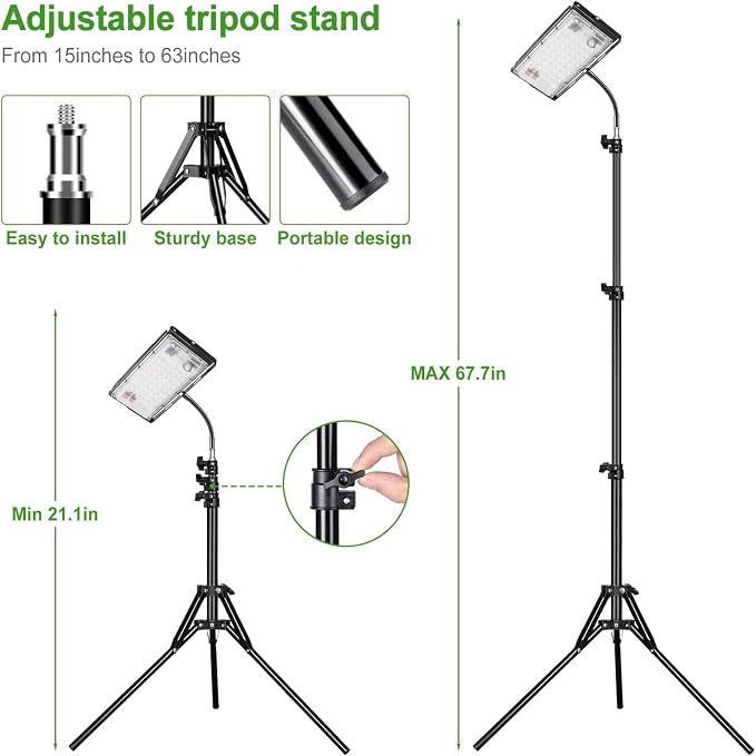 LBW Grow Light with Stand, Full Spectrum Floor Grow Light for Indoor Plants | 4H/8H/12H Auto Timer, 6 Dimmable Brightness, Floor Grow Lamp with 63" Adjustable Tripod, Ideal for Tall Plants