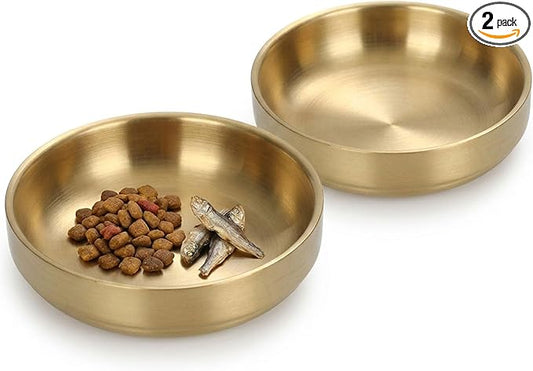 2 Pack Whisker Fatigue Cat Bowl, Shallow Stainless Steel Cat Food and Water Bowls, Wide Cat Dishes for Indoor Cats and Small Dogs, Dishwasher Safe