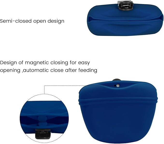 AUDWUD Silicone Dog Treat Pouch,with Dog Training Clicker,Clip on Portable Training Container,Convenient Magnetic Buckle Closing and Upgraded Waist Clip for Enhanced Stability