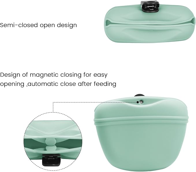 AUDWUD Silicone Dog Treat Pouch,with Dog Training Clicker,Clip on Portable Training Container,Convenient Magnetic Buckle Closing and Upgraded Waist Clip for Enhanced Stability