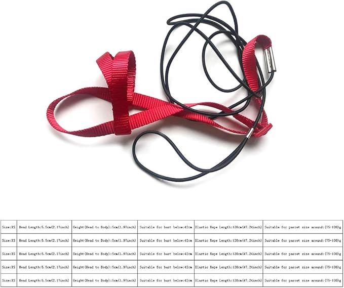 XISAOK Parrot Bird Harness Leash Supplies Adjustable Anti-Bite Training Rope Outdoor Activities Flying Traction Straps Band
