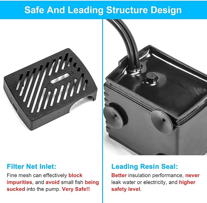 DaToo 95GPH 5W Small Submersible Water Pump Mini Fountain Pump Ultra Quiet For Aquarium Fish Tank Pond Statuary Hydroponics