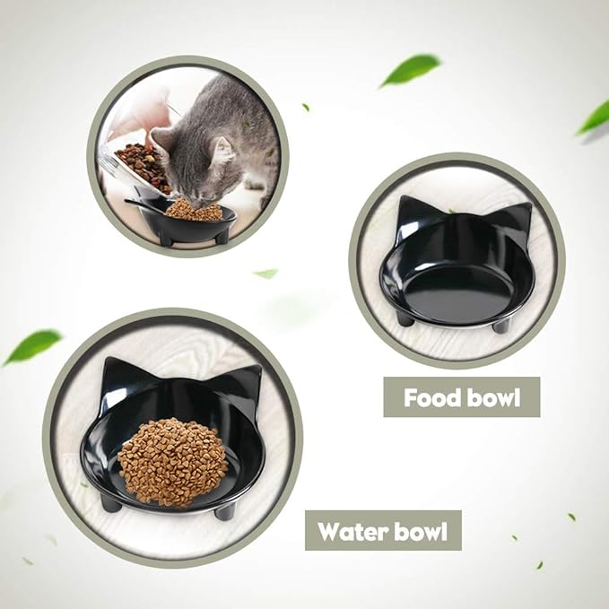 Skrtuan Dog & Cat Food Bowl – Non-Slip Wide, Shallow Pet Dish for Whisker Fatigue Relief, Safe for Puppies & Rabbits(2 Pack)