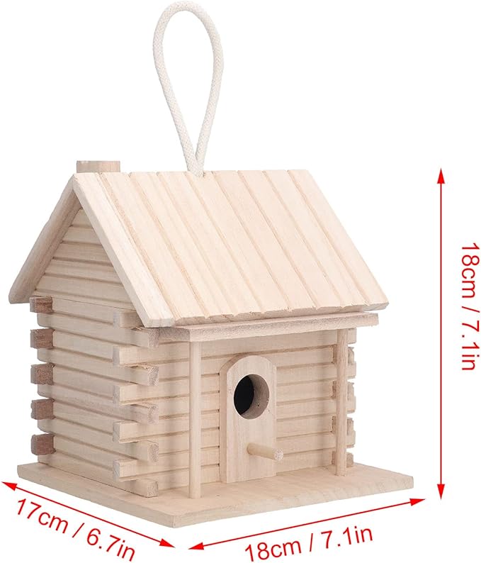 Wooden Birdhouse, Unpainted Bird Nest DIY Kit Paint Hanging Mini Bird Houses for Outside DIY Crafts Indoor Outdoor Nesting Box Garden Decoration