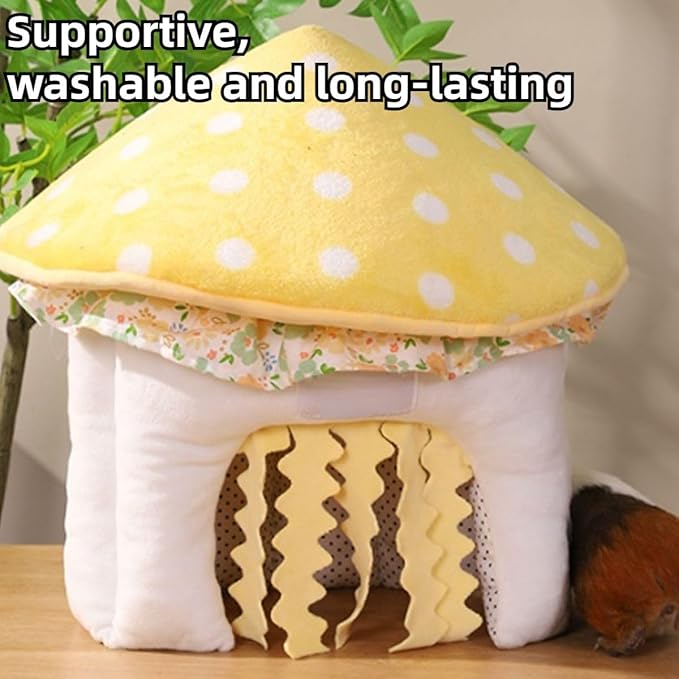 Guinea Pig Hideout, Mushroom Shaped Guinea Pig Tunnel, Small Animal Cage Accessories for Bunny, Hamster, Chinchilla, Ferret, Rabbit and Other Pets (Small)