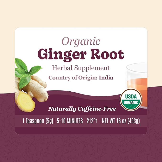 Organic Positively Botanicals Company, Ginger Root, Herbal Tea Loose Leaf Botanical, 16 Ounce