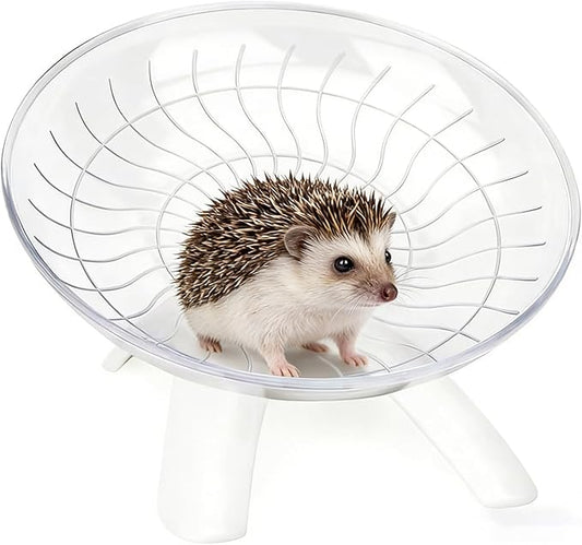 Hamster Wheel, Hamster Flying Saucer Silent Running Exercise Wheel for Hamsters, Gerbils, Mice,Hedgehog and Other Small Pets Silent Running Wheel Hermit Crab Wheel(White)