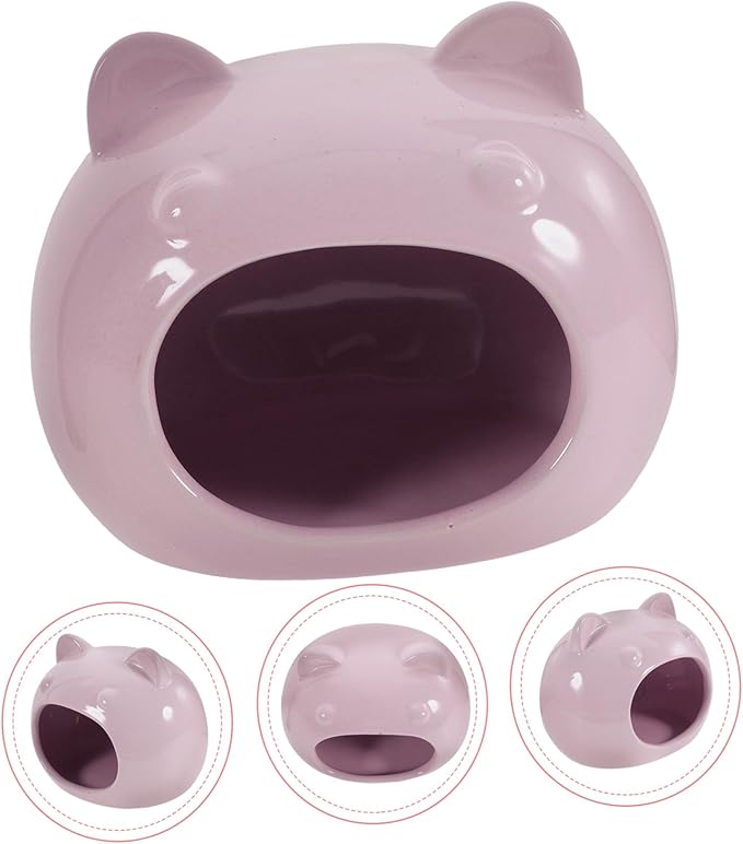 Ceramic Small Animal Hideout for Guinea Pigs Hedgehogs Hamsters Cooling Pet Supply Cute Comfortable Shelter in Large Light Purple
