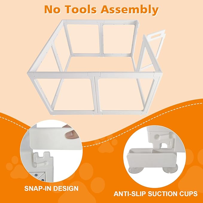 Clear Acrylic Plastic Dog Playpen with Door, 23.6"H Transparent DIY Puppy Cat Pet Play Pen, Modular Fence for Dog, Cat, Pig, Rabbit, Ferret, Easy Assemble Dog House Crate Kennel Whelping Cage