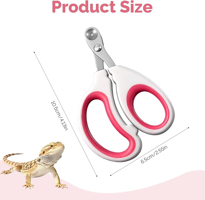 Small Animal Nail Clippers, Stainless Steel Bearded Dragon Nail Clippers, Professional Reptile Grooming Tool with Precise Angled Edge, Cat Nail-Clipper, Claw Trimmer for Birds, Cat, Dogs (Red)