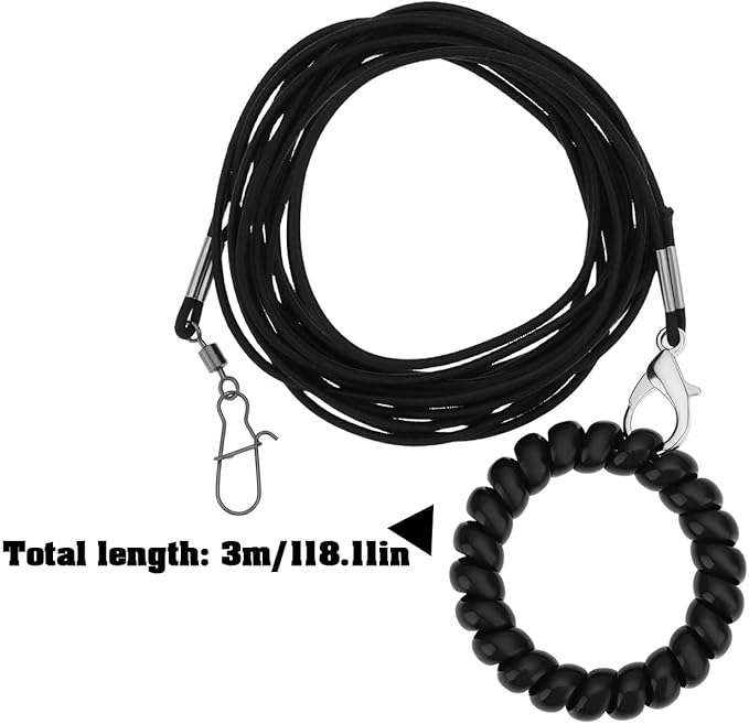 Bird Harness Flying Training Rope 3M for Parrots Pigeons and Budgerigars with 4# Ring (Black)