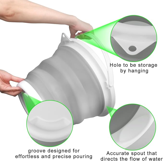 Collapsible Bucket with Handle 10L(2.6 Gallon), Portable Mop Bucket for Cleaning, Silicone Ice Buckets for Outdoor Camping Fishing Car Washing Household Cleaning Supplies, Large Plastic Wash Basin Tub