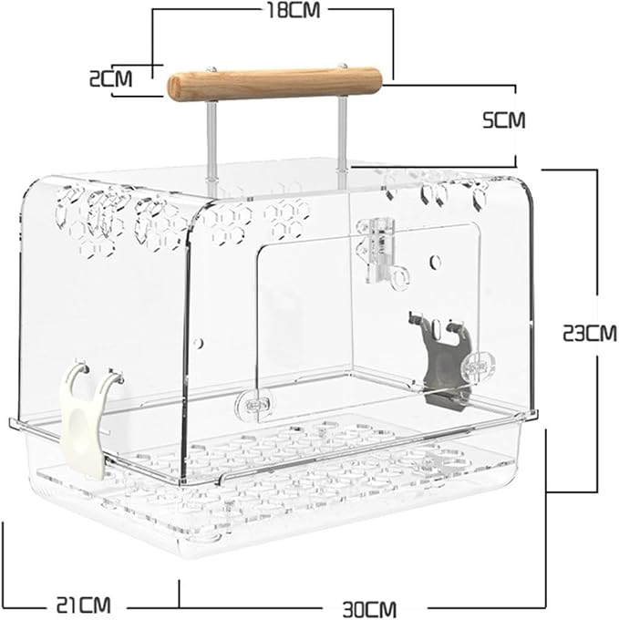 Baoblaze Lightweight Bird Carrier Cage for Small Birds, Transparent Acrylic, 11.8"L x 8.3"W x 9.1"H