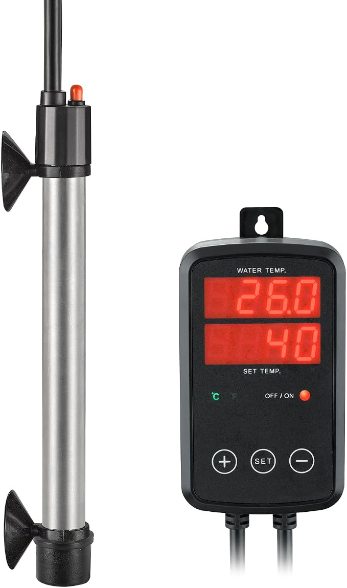 500W Titanium Aquarium Heater, Submersible Fish Tank Heater with Digital Display Temperature Controller, 0℃-40℃ Adjustable, Fast Heating for 65~95 Gal Saltwater Reef Fish Tank, MX-9016(500W)
