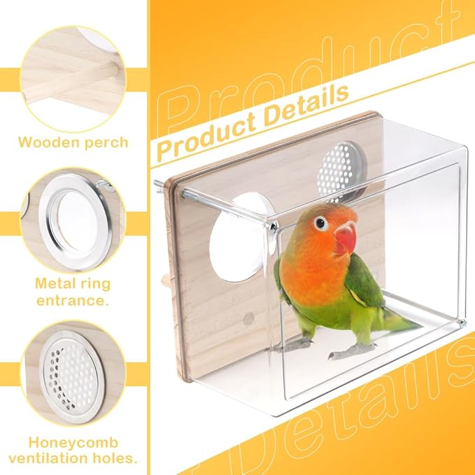 VTurboWay Bird Nesting Box for Window Parakeet Transparent Breeding Box Cage Nest for Small Bird Parrot Parakeet Cockatiel Budgie Conure Lovebird Finch