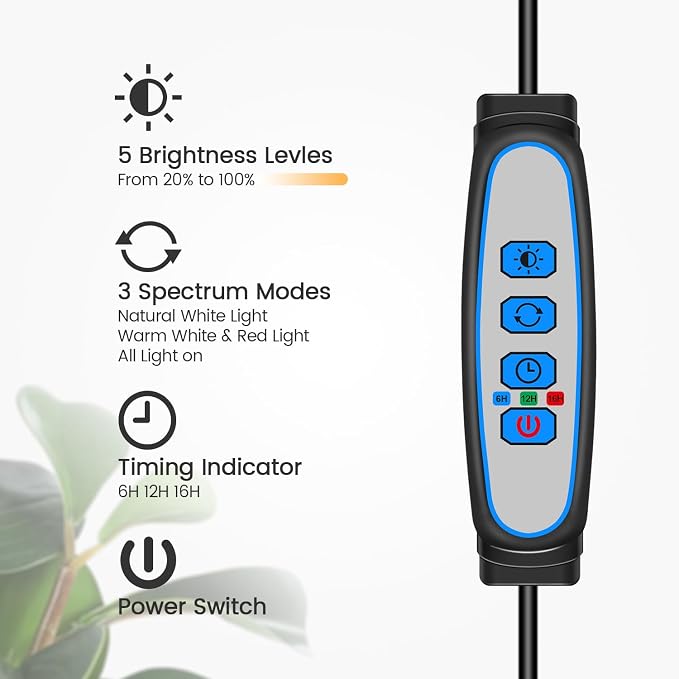 Floor Grow Light, 3 Head Full Spectrum with Base, for Large Plants | 252 LEDs 6000K Plant Light,12V,23''-67'' Height Adjustable,3 Color Modes & 5 Dimmable,Timer 6/12/16H,Flexible Gooseneck