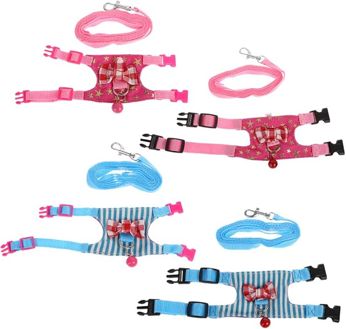 Bow Small Pet Leash Harness Vest Adjustable Comfortable Walking Training for Chinchilla Hamster