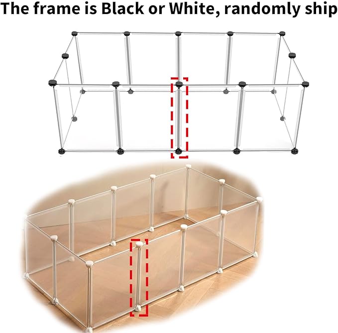 12 Panels Pet Playpen 16”x12” Bunny Pen Rabbit Cage Pet Fence Indoor DIY Plastic Enclosure for Guinea Pigs, Bunny, Hamsters, Hedgehogs (Clear)