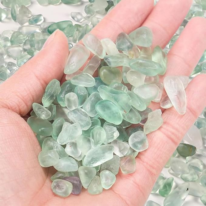 Erliway Green Fluorite Crystal Chips Bulk for Vase Filler, 0.5 lb 7-9 mm | Natural Crushed Crystal Stone for Spell Jar, Aquarium Gravel, Reiki Healing Meditation, Jewelry Making, Resin Art, Home Décor