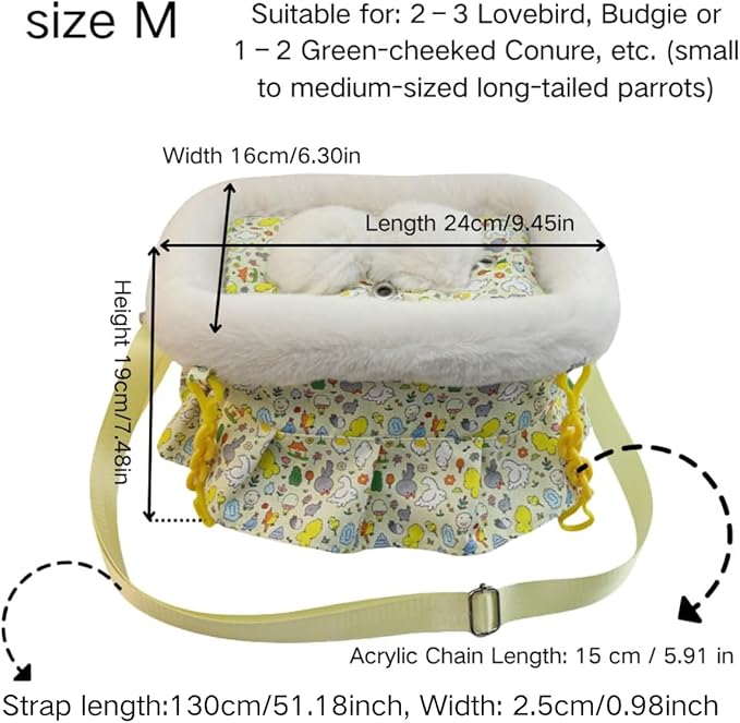 2 in 1 Warm Bird Carrier Bag, Bird Hammock Bed for Cage, Winter Travel Bag, Portable Parrot Outing Bag for Lovebird, Budgie, Conure, Quaker, Small Medium Birds (Blue,Medium)