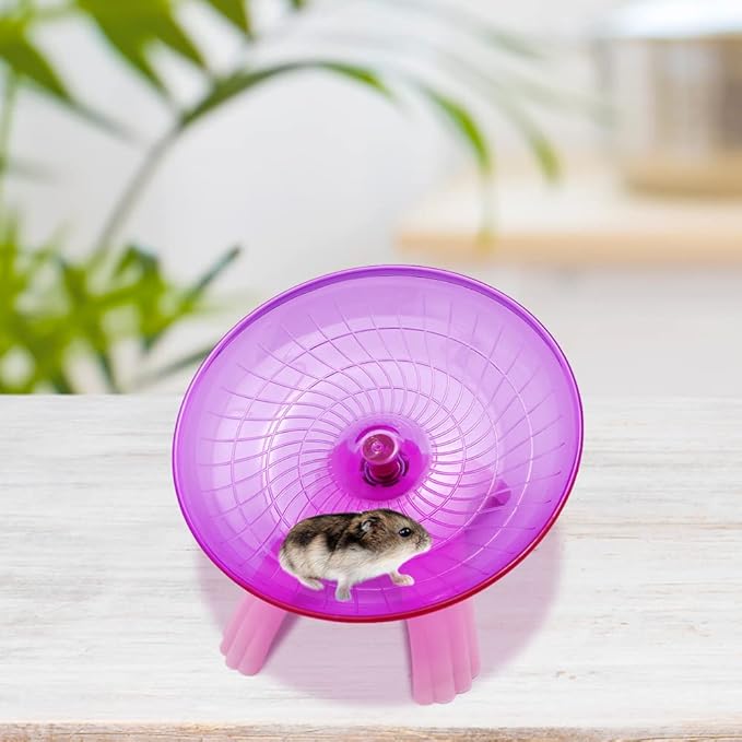 Litewood Small Hamster Wheel Hermit Crab Wheel Small Animal Flying Saucer Spinner Silent Running Exercise Toy Cage Tank Accessory for Dwarf Hamster Gerbil Mouse Rat Mice Hermit Crab (Pink)